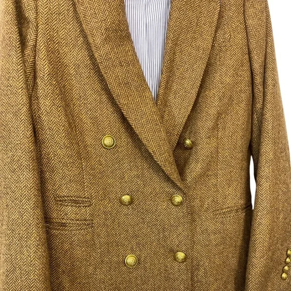 J. Crew Double-Breasted Blazer in Gold‎ Herringbone English Wool - Picture 5 of 13